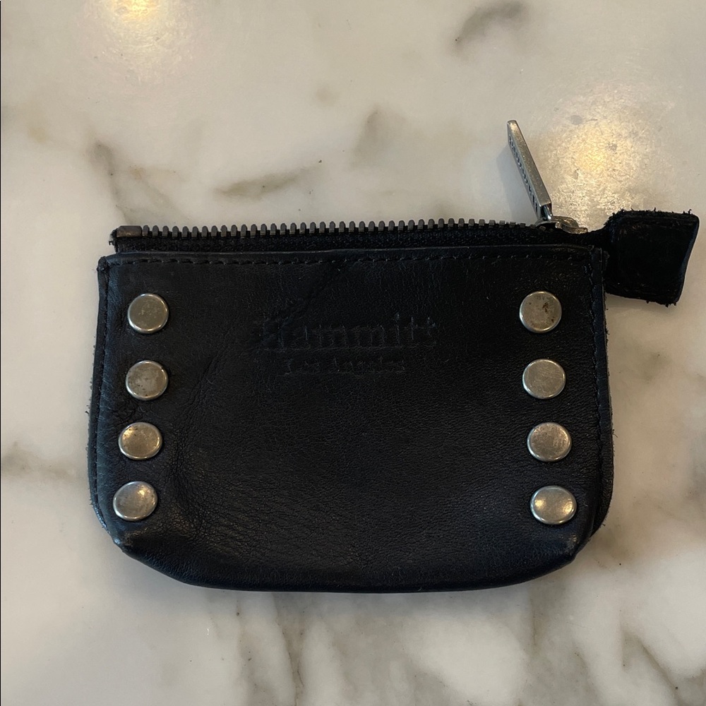 Hammitt Black Leather Pouch with Silver Accents